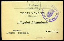 NAGYSZARVA / Rohovce 1913. Portómentes Postázott Tértivevény Postaügynökségi Bélyegzéssel - Used Stamps