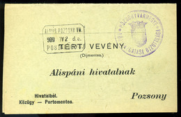 ALMÁS 1909. Portómentes Postázott Tértivevény Postaügynökségi Bélyegzéssel - Usati