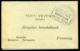 DETREKŐVÁRALJA / Plavecké Podhradie  1916. Portómentes Postázott Tértivevény Postaügynökségi Bélyegzéssel - Gebraucht