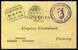 BOGDÁNY   1911. Portómentes Postázott Tértivevény Postaügynökségi Bélyegzéssel - Usati