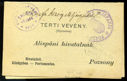 BÁCSFA / Báč 1910. Portómentes Postázott Tértivevény Postaügynökségi Bélyegzéssel - Used Stamps