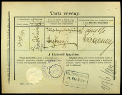 MAJTÉNY / Majcichov 1914. Portómentes Postázott Tértivevény Postaügynökségi Bélyegzéssel - Storia Postale