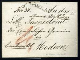 KASSA 1820. Cca. Térti Vevényes Bélyeg Előtti Levél Modern-be Küldve - ...-1850 Prephilately