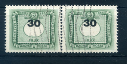 1951 Zöld Portó 30f Pár Erős Számeltolódással - Storia Postale