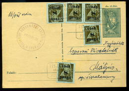 TISZAVID 1945. Kiegészített Inflációs Díjjegyes Levlap, Postaügynökségi Bélyegzéssel Mátyusra Küldve  /  1945 Uprated In - Covers & Documents