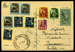 MEZŐBERÉNY 1945 Kiegészített Inflációs Díjjegyes Levlap Demecserre Küldve  /  1945 Uprated Infl. Stationery P.card To De - Storia Postale