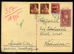 DEBRECEN 1945 Inflációs Kiegészített Díjjegyes Lap Nádudvarra Küldve  /  1945 Infl. Uprated Stationery Card To Nádudvar - Covers & Documents