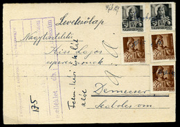 DOMBRÁD 1945. Inflációs Levlap, Kp. Kiegészítéssel, Kézírásos érvénytelenítéssel Demecserbe Küldve - Covers & Documents