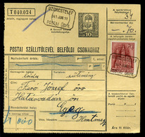 UZOVICSTELEP 1941. Csomagszállító, Postaügynökségi Bélyegzéssel Egegre Küldve, Katonai Alakulathoz - Covers & Documents