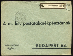 VASSZÉCSÉNY 1941. Levél M.Kir.Posta 400 Bélyegzéssel Budapestre - Storia Postale