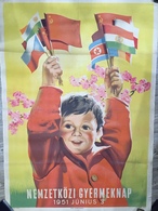 SZOCREÁL 1951 Konecsni György: Nemzetközi Gyermeknap. Nagyméretű Plakát, Vintage Poster - Unclassified