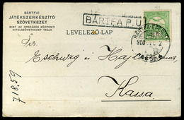 BÁRTFA 1910. Céges Levelezőlap Bártfa-Eperjes Mozgóposta és Szép Pályaudvari Bélyegzéssel - Covers & Documents