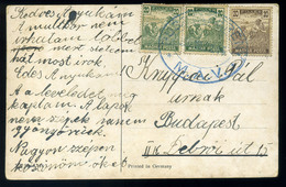 PUSZTABERÉNY 1918. Képeslap, Kék MÁV Vasúti Bélyegzéssel  /  1918 Vintage Pic. P.card Blue Hun.Nat.Rail Pmk - Covers & Documents
