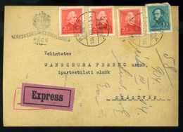 PÉCS 1934. Expressz Levlap, Arcképek Bérmentesítéssel Szászvárra - Covers & Documents