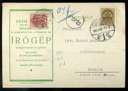 BÉKÉSCSABA 1943. Céges Levelezőlap Budafokra Küldve Portózva  /  1943 Corp. P.card To Budafok, Postage Due - Storia Postale