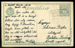 GÖDÖLLŐ-ALVÉG 1916. Díjjegyes Levlap, Postaügynökségi Bélyegzéssel  /  1916 Stationery P.card Postal Agency Pmk - Postal Stationery