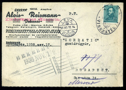 LÉVA 1938. Visszatérés, Céges Levelezőlap ,Reismann - Briefe U. Dokumente