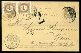 BUDAPEST 1900. 4f Díjjegyes Levlap Bécsbe Küldve Portózva   /  1900 4f Stationery P.card To Vienna Postage Due - Segnatasse