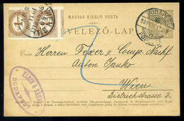 BUDAPEST 1900. 4f Díjjegyes Levlap Bécsbe Küldve Portózva , Klein& Baumel  /  1900 4f Stationery P.card To Vienna Postag - Postage Due
