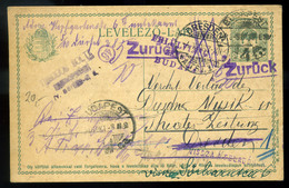 BUDAPEST 1916. Érdekes, Drezdából Visszaküldött Díjjegyes Levlap  /  1916 Interesting Stationery P.card Returned From Dr - Used Stamps