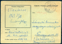 II. VH 1943. Tábori Posta Levlap Tábori Mozgóposta "H" / HUNGARY WW2 Award Winning Collection - Covers & Documents