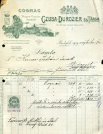 Czuba-Durozier és Társa Magyar Cognac Főzde, Fejléces, Céges Számla, Budafok 1919. - Unclassified