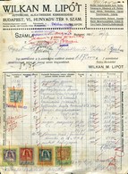 Wilkan M. Lipót  Automobil, Fejléces,céges Számla Okmánybélyegekkel (I. Infláció) Budapest 1922. - Storia Postale