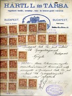 Hártl L. és Társa Vegyészet,festék Raktár , Fejléces,céges Számla Okmánybélyegekkel (I. Infláció) Budapest 1924. - Covers & Documents