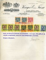 Krayer E és Társa Festék Gyár , Fejléces,céges Számla Okmánybélyegekkel (I. Infláció) Budapest 1924. - Storia Postale