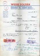 Weisz Zoltán , Fejléces,céges Számla Okmánybélyegekkel Budapest 1947. - Storia Postale