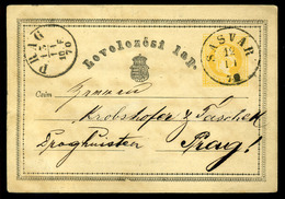 SASVÁR 1870. 2Kr-os Díjjegyes Levlap Szép Bélyegzéssel Prágába Küldve  /  1870  2Kr Stationery P.card Nice Pmk To Prague - Usati