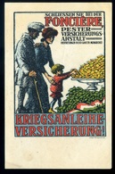 1915. Hadikölcsön-biztosítás; Fonciére Pesti Biztosító Intézet Ritka Reklám Lap Sign : Kober Leó - Hungary
