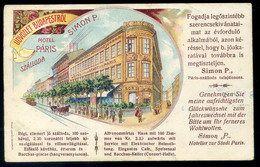 BUDAPEST 1902. Hotel Páris Szálloda, Litho Reklám Képeslap  /  BUDAPEST 1902 Hotel Paris Litho Adv. Vintage Pic. P.card - Hungary