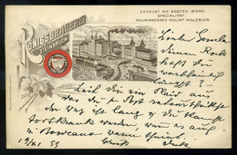 KŐBÁNYA 1899 Königsbrauerei Steinbruch / Király Sörfőző Rt. Budapesti Kőbányai Sörfőzde, Sörgyár Litho Képeslap Franciao - Used Stamps