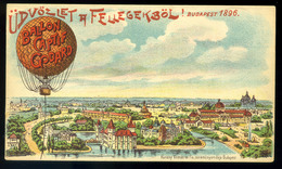 BUDAPEST 1896. Millennium. 'Üdvözlet A Fellegekből' Eugéne Godard Hőlégballonja,litho Képeslap,tökéletes állapotban  /   - Used Stamps