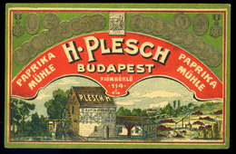 BUDAPEST 1908. H.Plesch Paprika Műmalom Litho Reklám Képeslap  /  BUDAPEST 1908 H.Plesch Paprika Mill Litho Adv. Vintage - Hungary