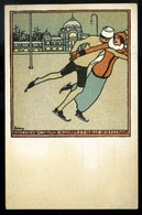 BUDAPEST 1909. Korcsolya Csarnok , Ritka Reklám Képeslap Sign : Földes. (Hungarian Art Deco)!  /  BUDAPEST 1909ice Skate - Hungary