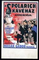BUDAPEST 1927. VIII. József Körút 37-39, Spolarich Kávéház Reklám Képeslap, Sign : Bócz  /  BUDAPEST 1927 VIII. József B - Hungary