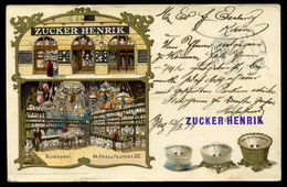 BUDAPEST 1899. Zucker Henrik Kereskedése, Litho Reklám Képeslap VII Akácfa Utca. Kassára Küldve Portó Bélyegzéssel, RRR! - Religion & Esotericism