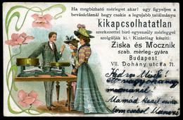 BUDAPEST 1903, Ziska és Mocznik Mérleg Gyár Litho Reklám Képeslap VII Dohány Utca. RRR! - Hungary