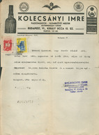 BUDAPEST 1944. Kolecsányi Imre , Paszományos,gombkötő, Fejléces,céges Levél, Vegyes Okmány Bélyegekkel - Covers & Documents