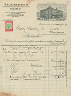 BUDAPEST  1912. Galitzenstein Papírárugyár Fejléces,céges Számla - Unclassified