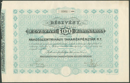 RÁKOSSZENTMIHÁLY 1911. Takarékpénztár, Részvény - Unclassified