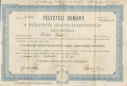 BUDAPEST 1916. Hentes Ipartestület , Dekoratív Felvételi Okmány, Perlesz Dezső - Storia Postale