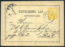 ÓGYALLA 1871. Korai Típusú 2Kr Díjjegyes Lap Pestre Küldve , Krausz > Löwy  /  1871 Early Type 2Kr Stationery Card To Pe - Usati