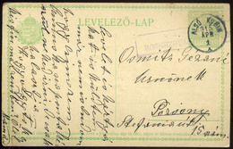 ALSÓKUBIN 1915. Cenzúrázott Díjjegyes Levlap Pozsonyba  /  1915 Cens. Stationery P.card To Pozsony - Usati