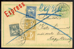 SZANISZLÓ / Sanislău 1915. Szép Kiegészített Expressz Díjjegyes Lap Nagykárolyba Küldve  /  1915 Nice Uprated Express St - Used Stamps