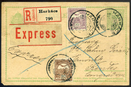 HARKÁCS / Hrkáč  1914. Expressz-ajánlott Kiegészített Díjjegyes Levlap Szentesre Küldve  /  1914 Express-reg. Uprated St - Used Stamps