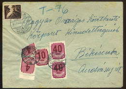 GYULA 1947. Levél Békéscsabára Küldve, 96f-es ötbélyeges  Portózással , Közte Felezés - Covers & Documents