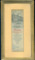BUDAPEST 1936. Grand Hotel Hungaria , Ritka Selyem Menükártya, Keretben. Szép! - Unclassified
